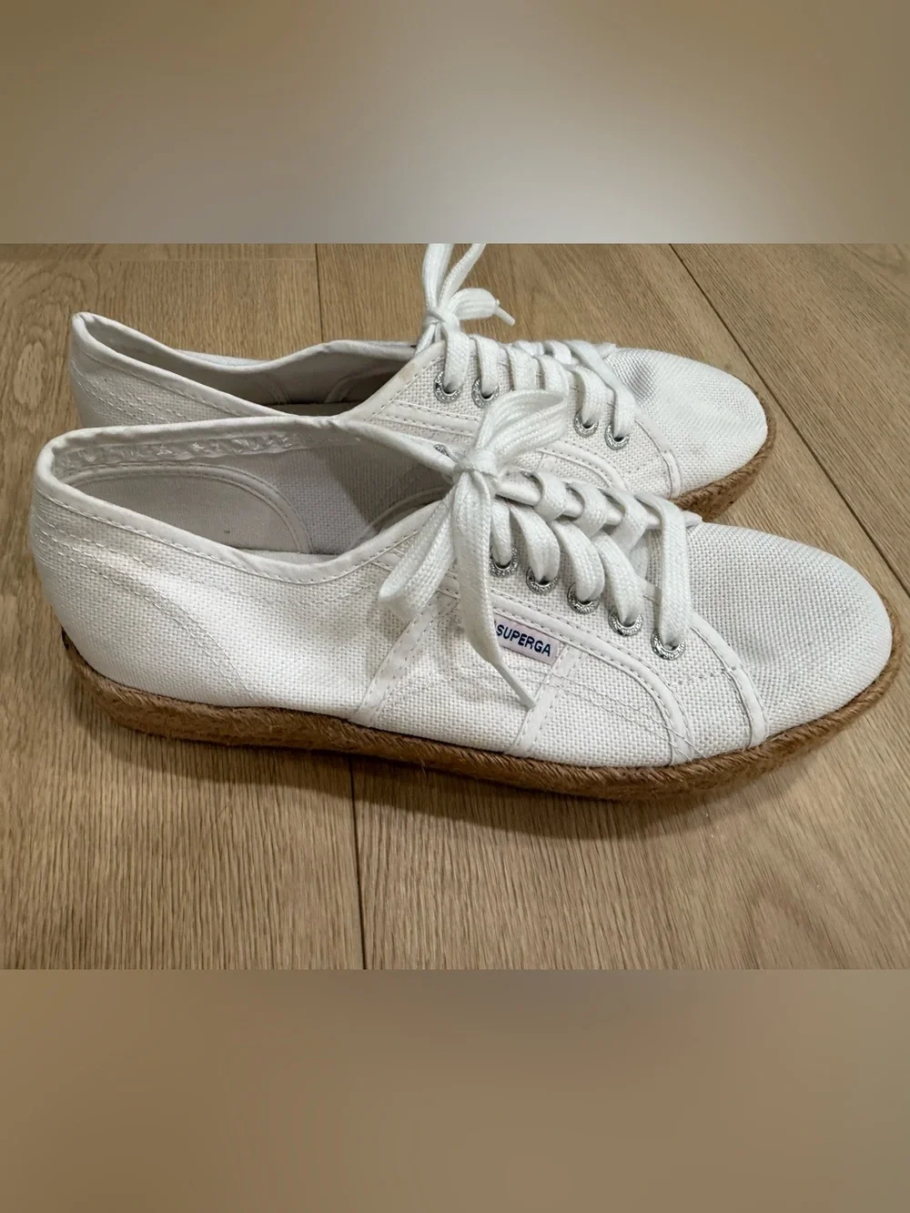 Superga White Canvas Espadrille Platform Sneakers Women’s 9 EU 40